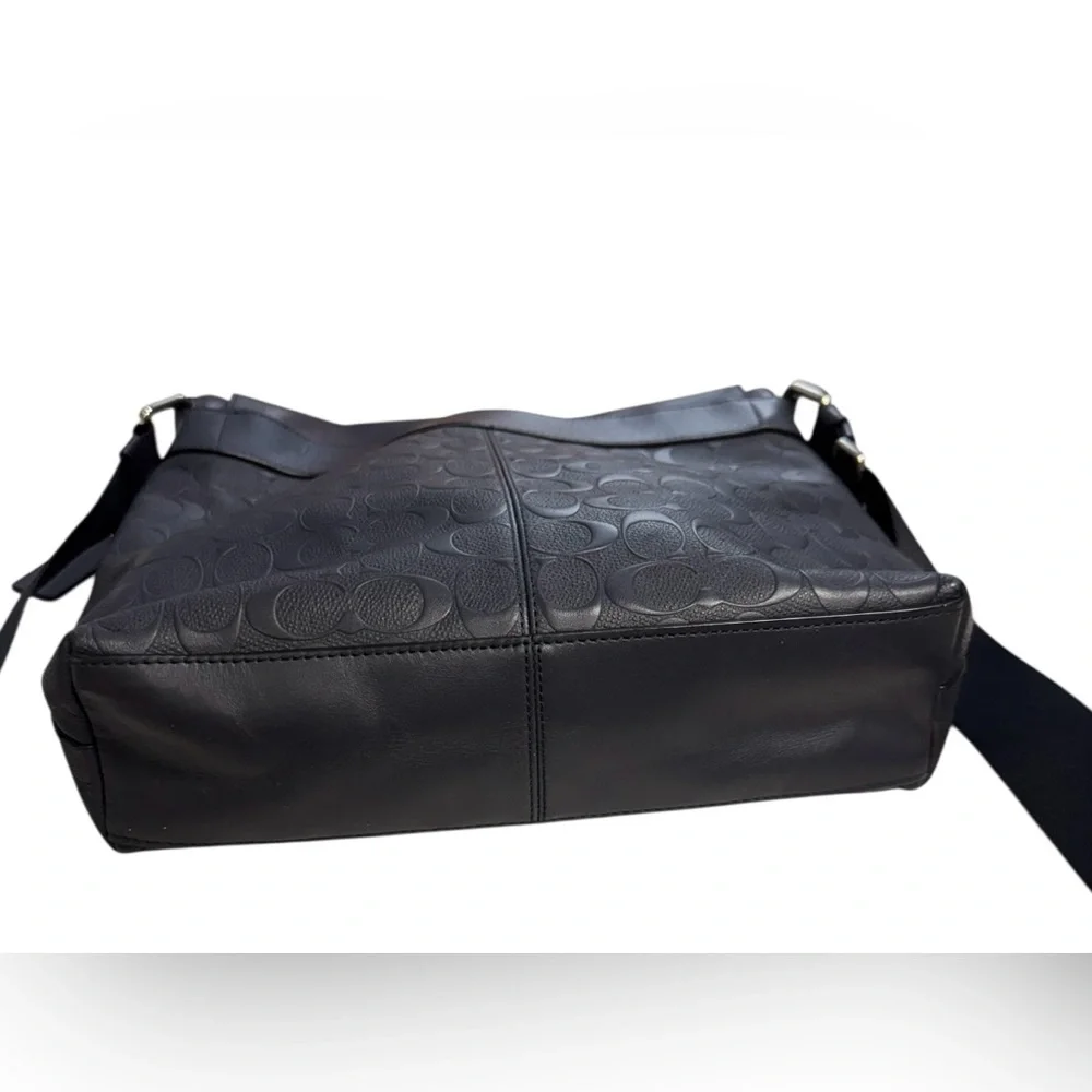 Coach Charles Messenger Bag Signature Leather Midnight Navy